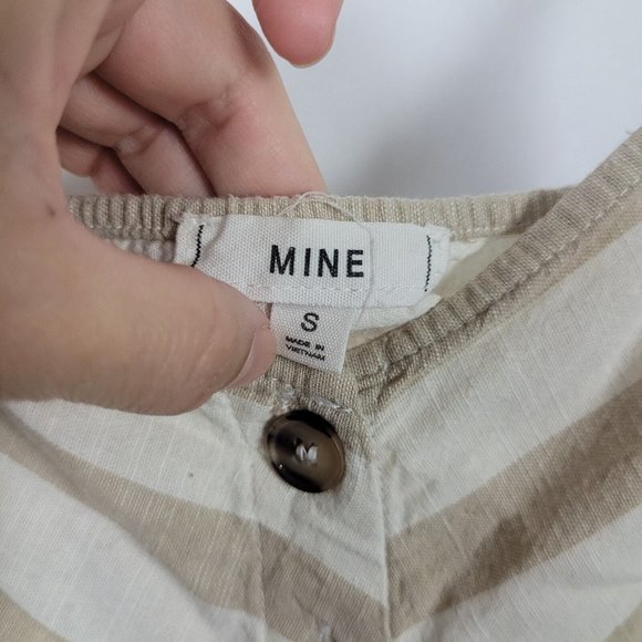 MINE Women's Mini Summer Button Up Sleeveless Dress w/Pockets 100% Cotton Size S - Picture 3 of 5